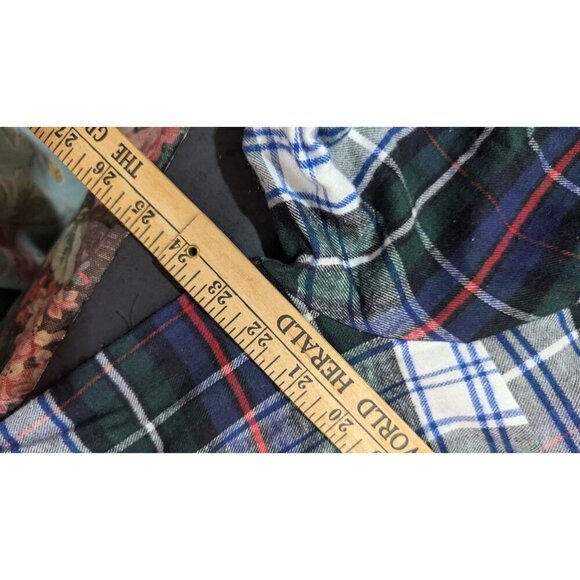 Vintage Carols Plaid Nightgown With Lace Trim & Buttons size L Blue green - Picture 7 of 7